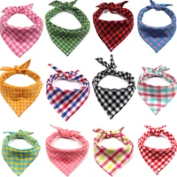 Wholease 500pcs Dog scarf Plaid Style Puppy Cat Dog Bandana/Bibs Cotton  Bandana Dog Accessories for Small Dog Grooming Products