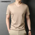 COODRONY бренд Высокое качество 100% хлопок Летние крутые футболки классический чистый цвет Повседневная v-образным вырезом с коротким рукавом хлопковая футболка для мужчин C5197S