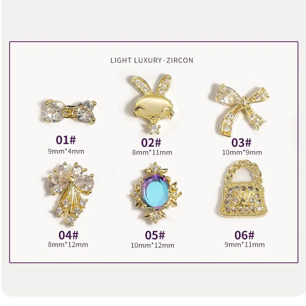 Украшения для ногтей из циркония галстук-бабочка милый кролик блеск модное