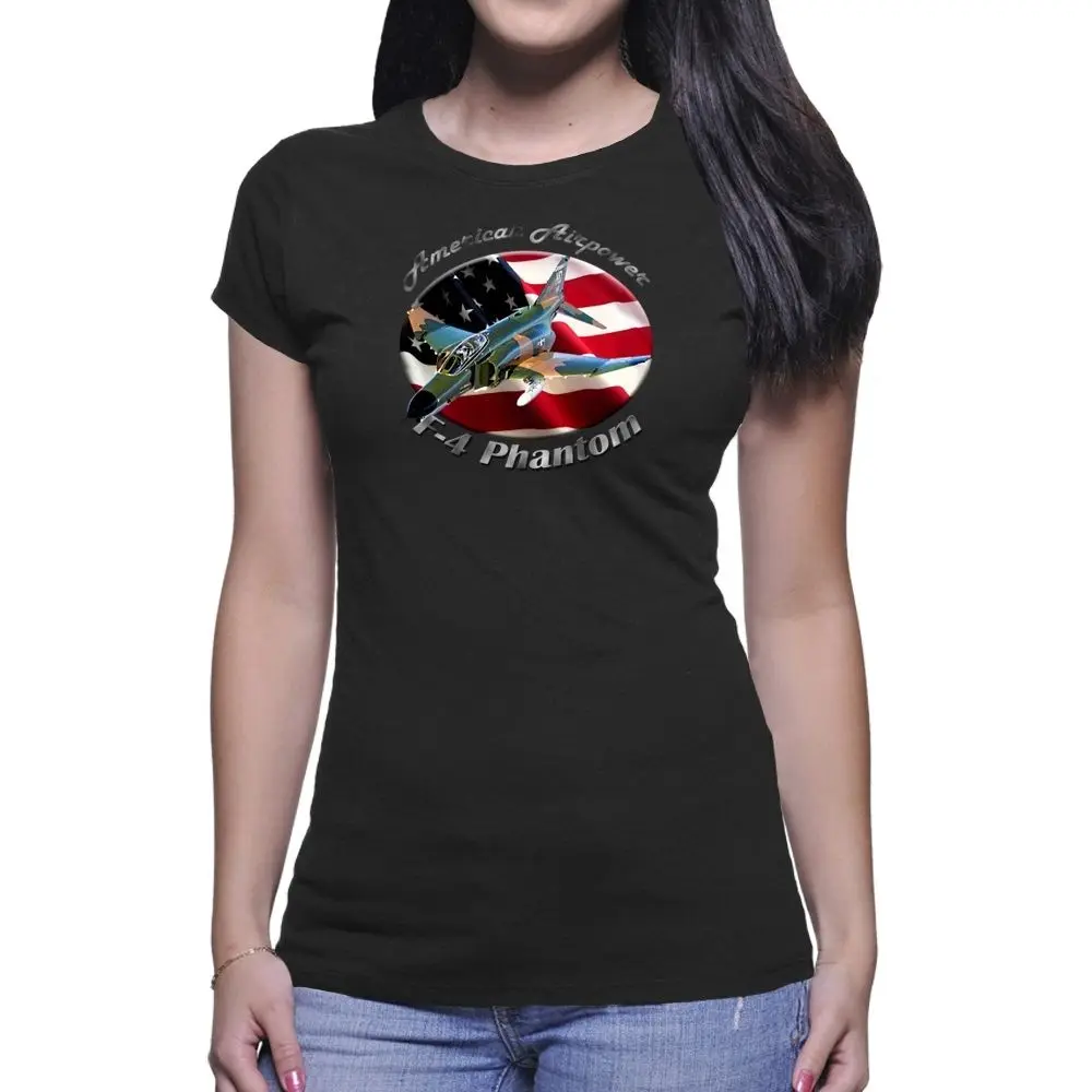 Женского F-4 Phantom американские воздушные Мощность модная короткая черная футболка