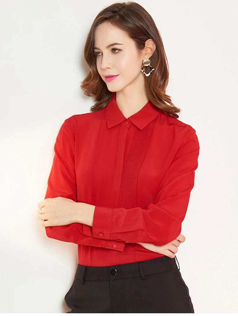 Женская модельная рубашка с отложным воротником Повседневная плиссированная