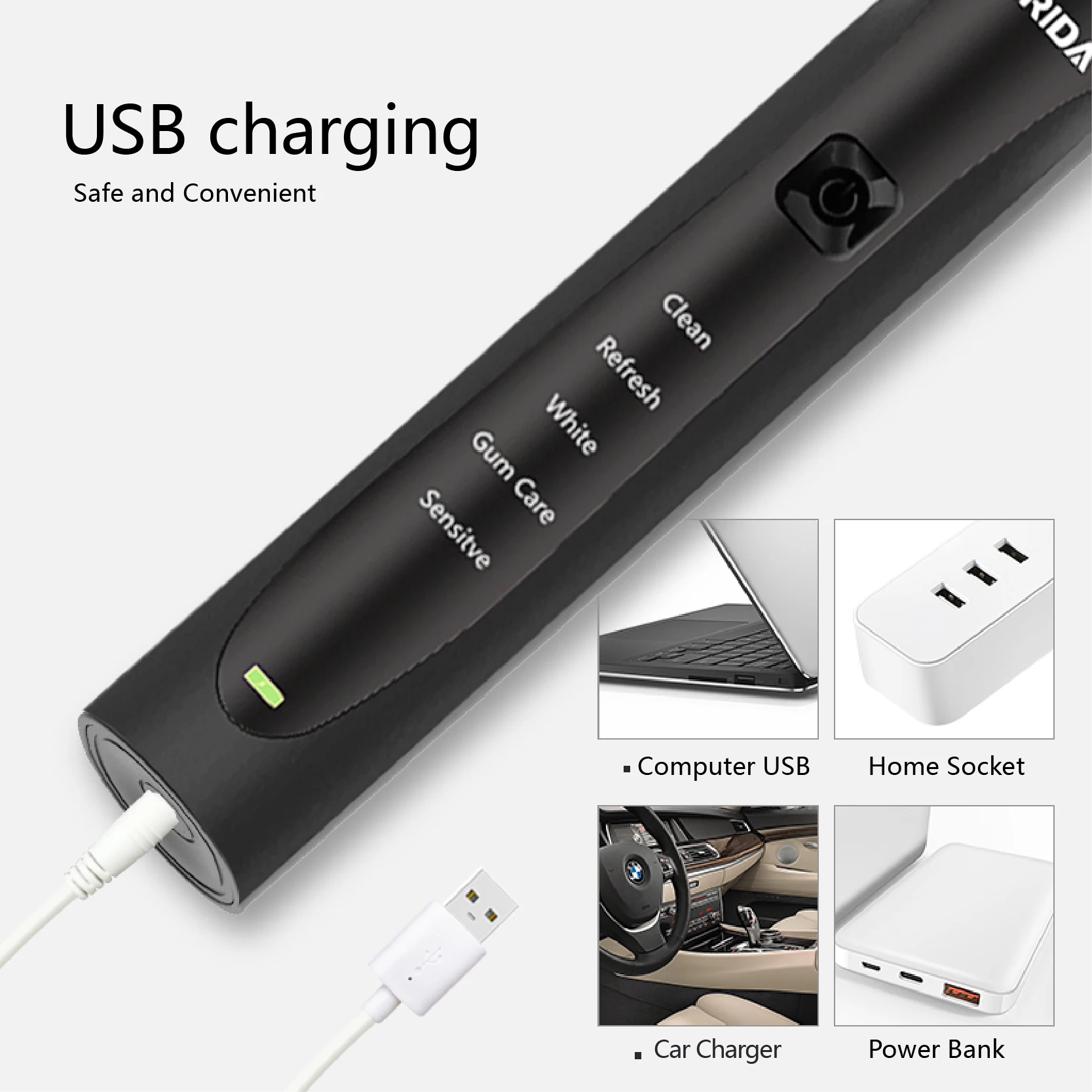 Электрическая зубная щетка для взрослых 5 режимов работы водостойкая | Бытовая