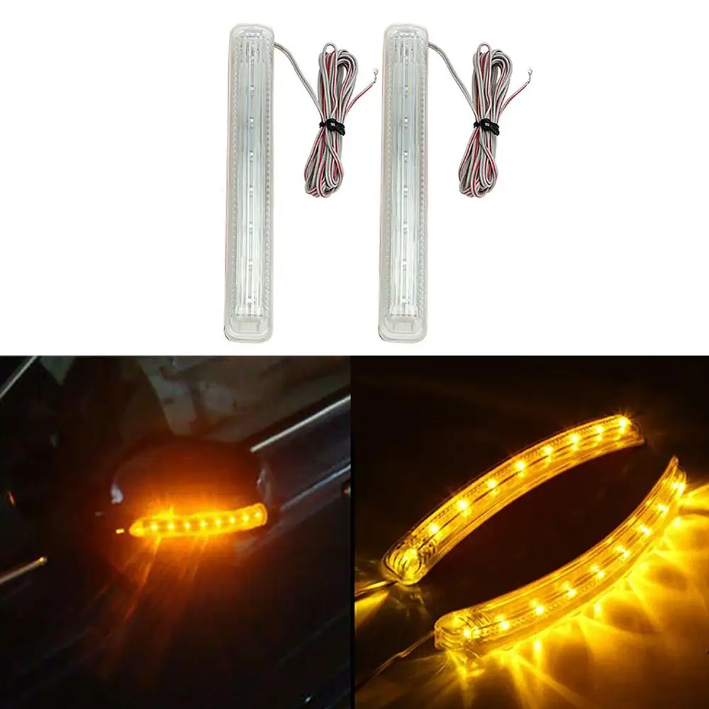 

2 PCS Amber 9 LED 12V Car Decoration Lights Rear View Mirror Side Turn Signal Indicator Lamp