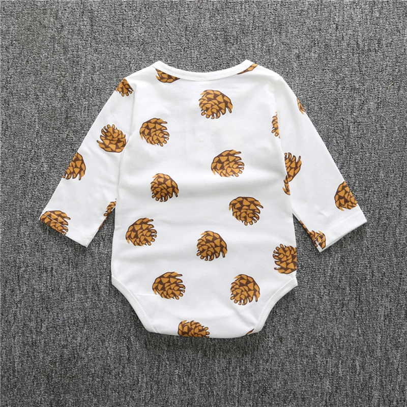 Летняя одежда для новорожденных мальчиков с принтом сосновых конусов боди
