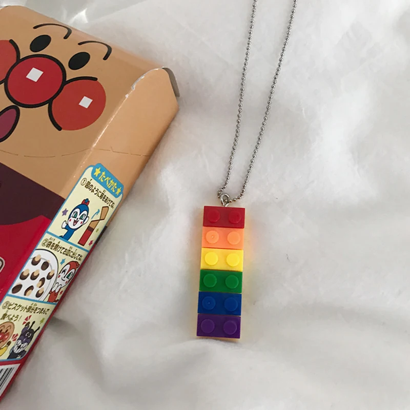 Ожерелье с радужными блоками для мужчин и женщин украшение из нержавеющей стали