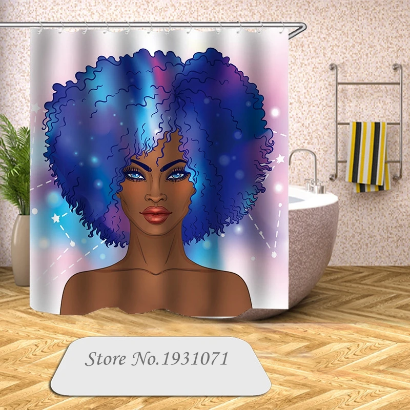

Popular African Woman 3D Print Shower Curtain Polyester Fabric Bathroom Curtain Waterproof Hook Bath Curtain 04