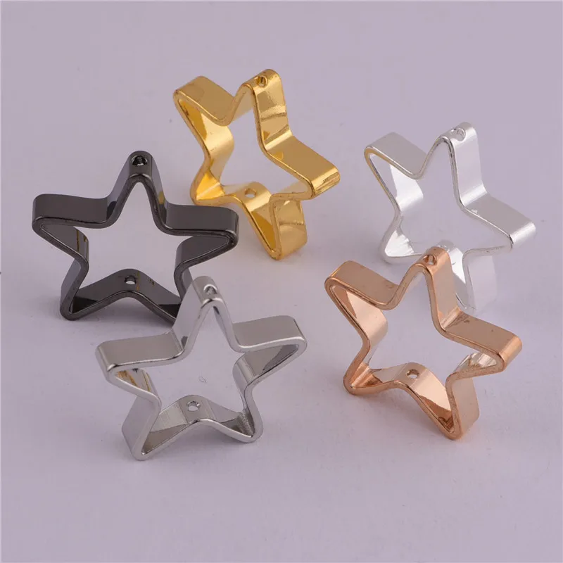 

22 * 4 * 0.8mm Double Hole Symmetrical Pentagram Copper Ring DIY Handmade Earrings Wearable Bead Frame Jewelry Accessories