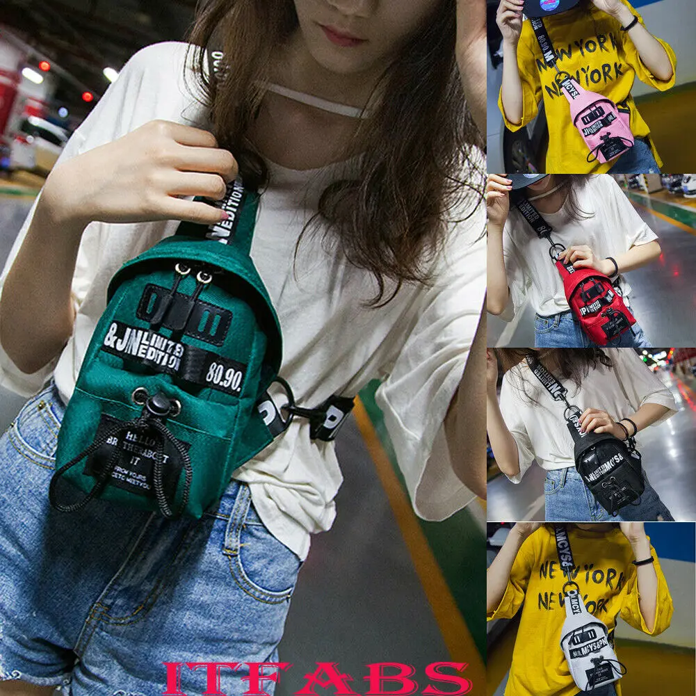 Популярные уличные сумки на плечо женские нагрудные через спортивные с надписью