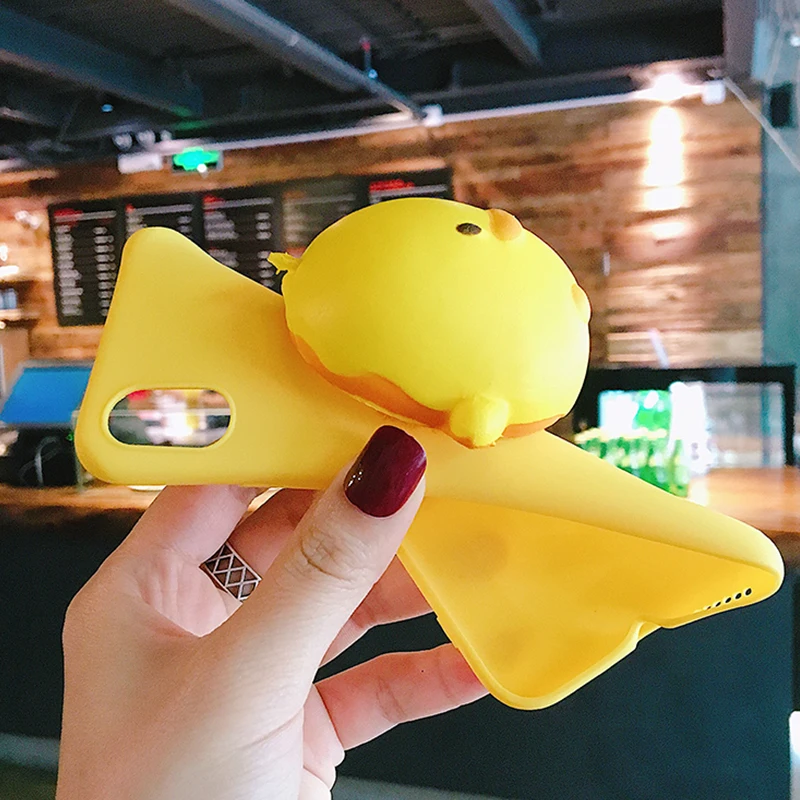 funny soft 3D yellow duck silicone phone case on for huawei honor 9 lite 8 10 7a 7c pro play v10 7s 8X 7x cute matte back cover | Мобильные