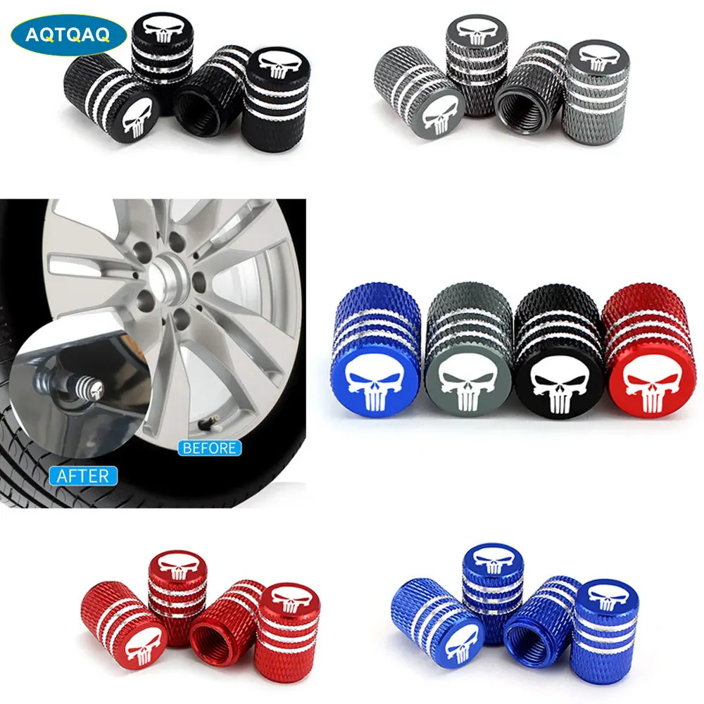 4 шт./компл. Универсальный череп Alu сплав колпачки клапана шины для автомобиля