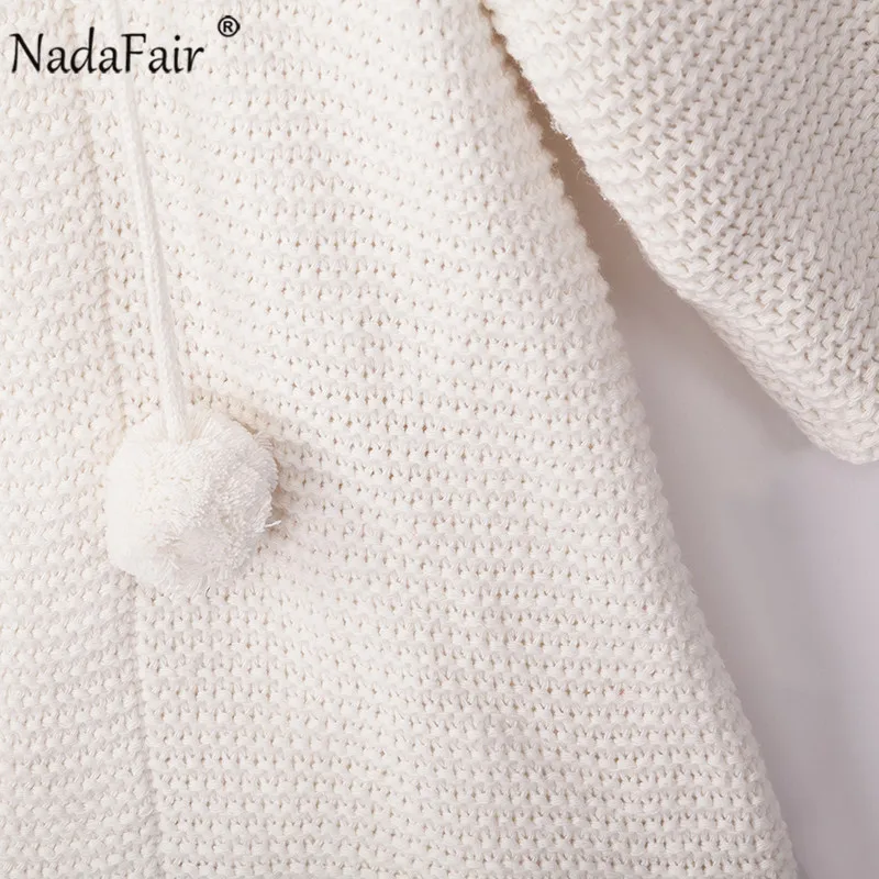 Nadafair, толстый зимний вязаный длинный кардиган, женский, плюс размер, однотонный, Повседневный, ленивый, красный, розовый, белый, с капюшоном, больше размера d, свитера для женщин