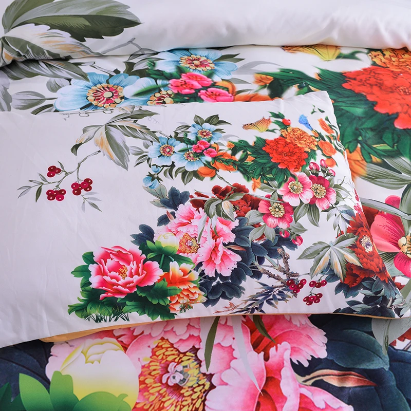 Luxury 3D Peony Floral Print Bedding Bed Comforter Sets Duvet Cover Pillowcase for Bedroom Decoration | Дом и сад