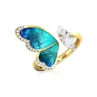 Кольцо с бабочкой женское, изысканное открытое ювелирное изделие из натурального драгоценного камня, свадебный подарок, рождественский подарок