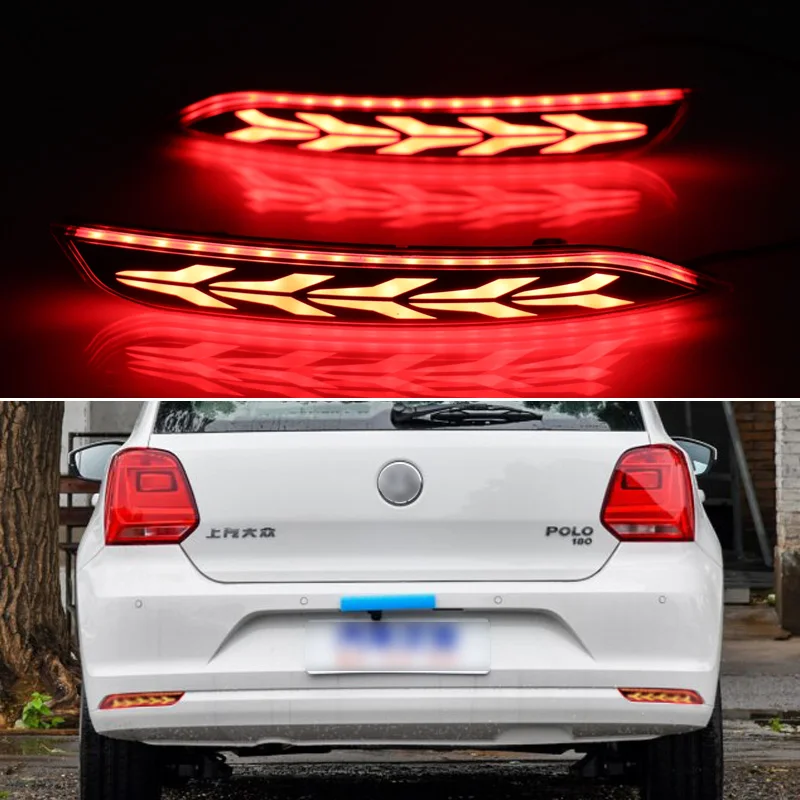 

Car LED Rear bumper light Rear Fog Lamp Auto Brake Reflector For Volkswagen Polo 2014 2015 2016 2017 2018 Rear Lights Assembly