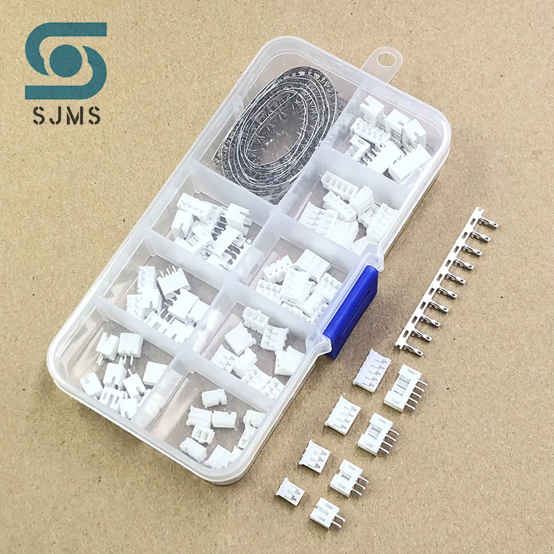 SJMS 230pcs 40 Sets / Box Kit PH2.0 2p 3p 4p 5p Pin 2.0 mm ConnectorPlug + Straight Needle + Terminal Socket Header Wire Adaptor
