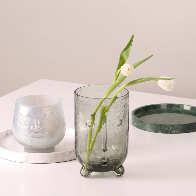 Абстрактная ваза с изображением лица стеклянный шаблон для украшения комнаты