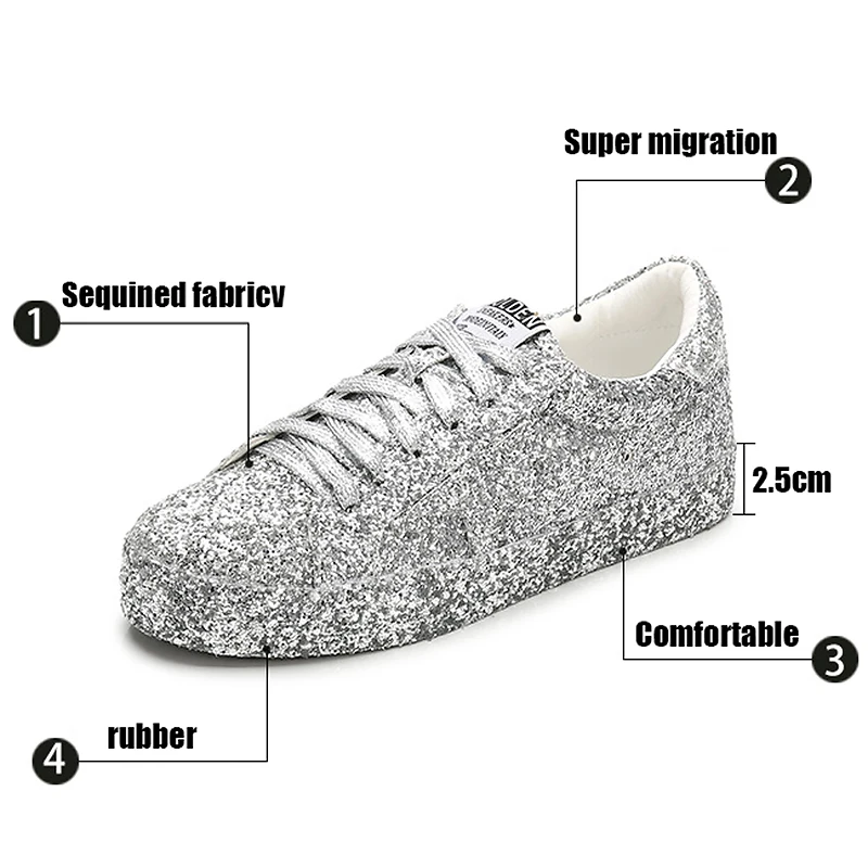 Кроссовки женские на платформе блестящие с красивым движением дышащие