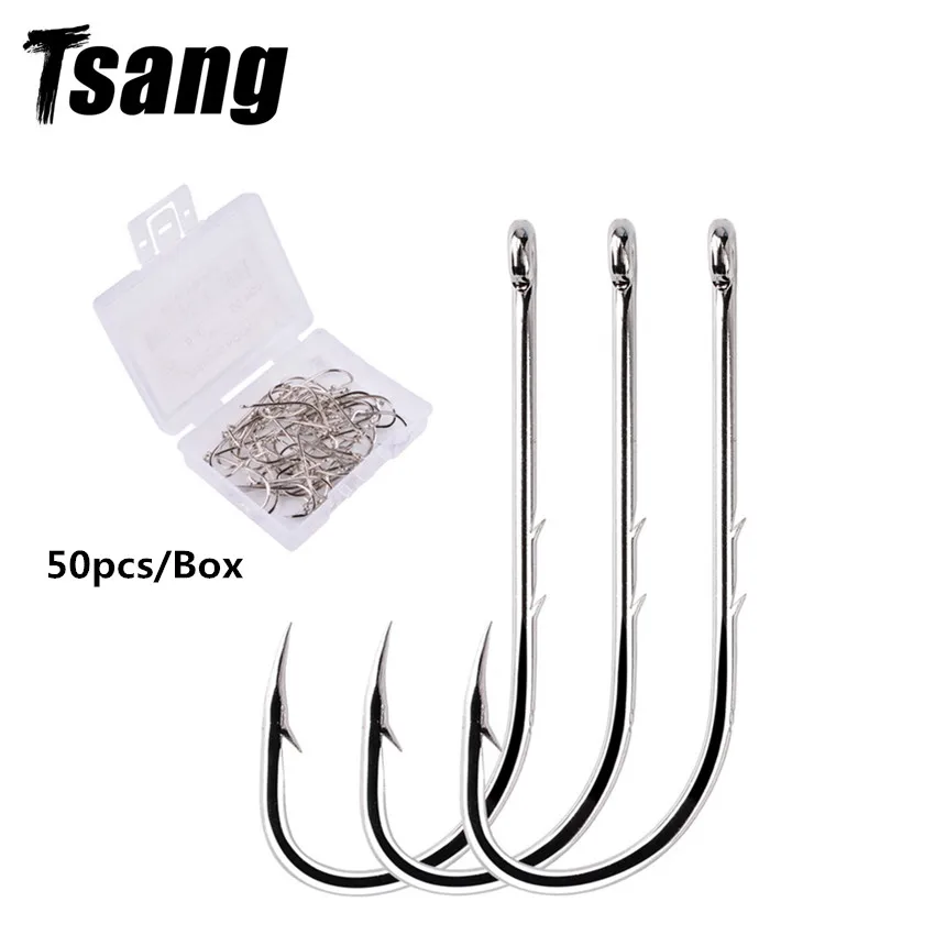 

50 шт./кор. весенние рыболовные крючки 1 #-10 # одиночные круглые рыболовные крючки для морской воды