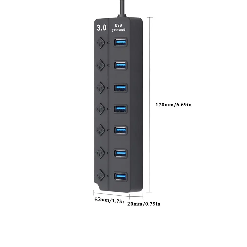 7 портов usb-хаб USB3.0 концентратор разветвитель вкл/выкл переключатель