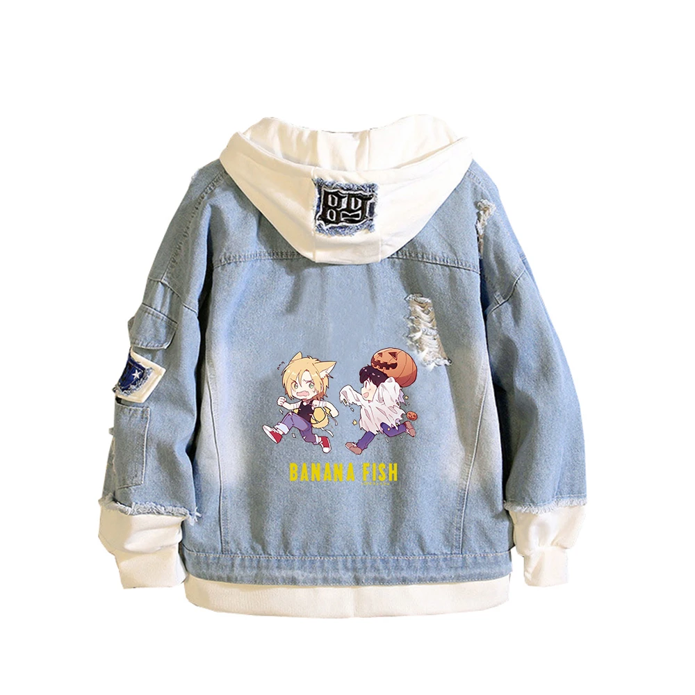 

BANANA FISH Anime Women Demin Jacket Plus Size Jeans Hoodies Ash Lynx Cos Harajuku Streetwear Cartoon Sweatshirt Couple Coats