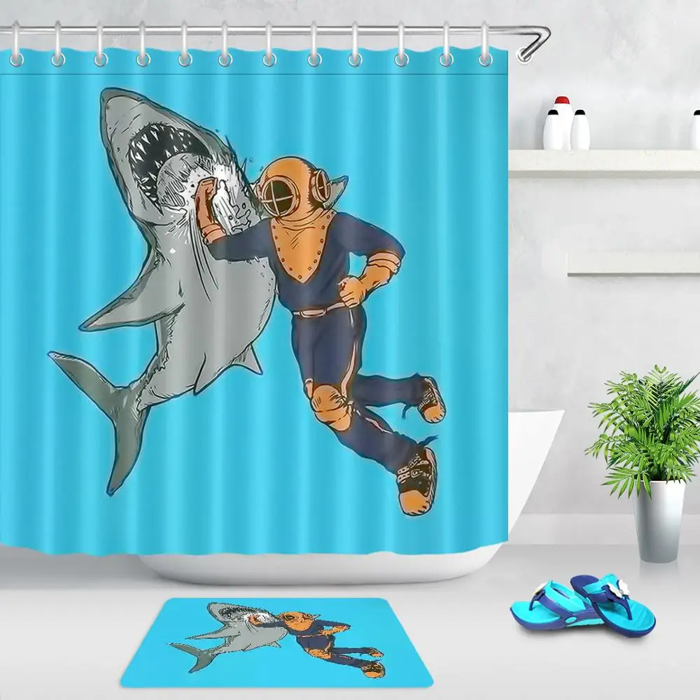 Синяя занавеска для душа новая мультяшная Штора штора ванны водонепроницаемая с