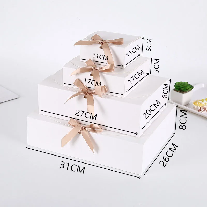 

5Pcs White Kraft Paper Gift Box Handmade Candy Chocolate Cookie Storage Box Party Supplies Food Packaging Box for Wedding Party