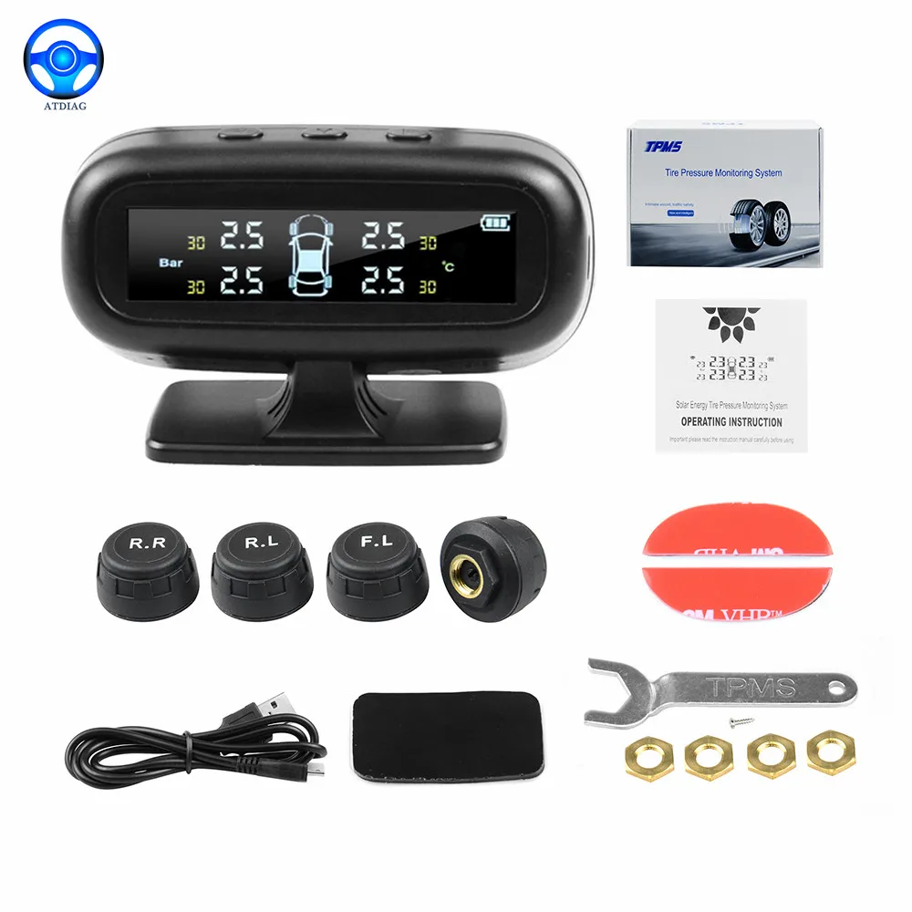2021 TPMS USB солнечная зарядка бар Psi C Дисплей давление в шинах сигнализация