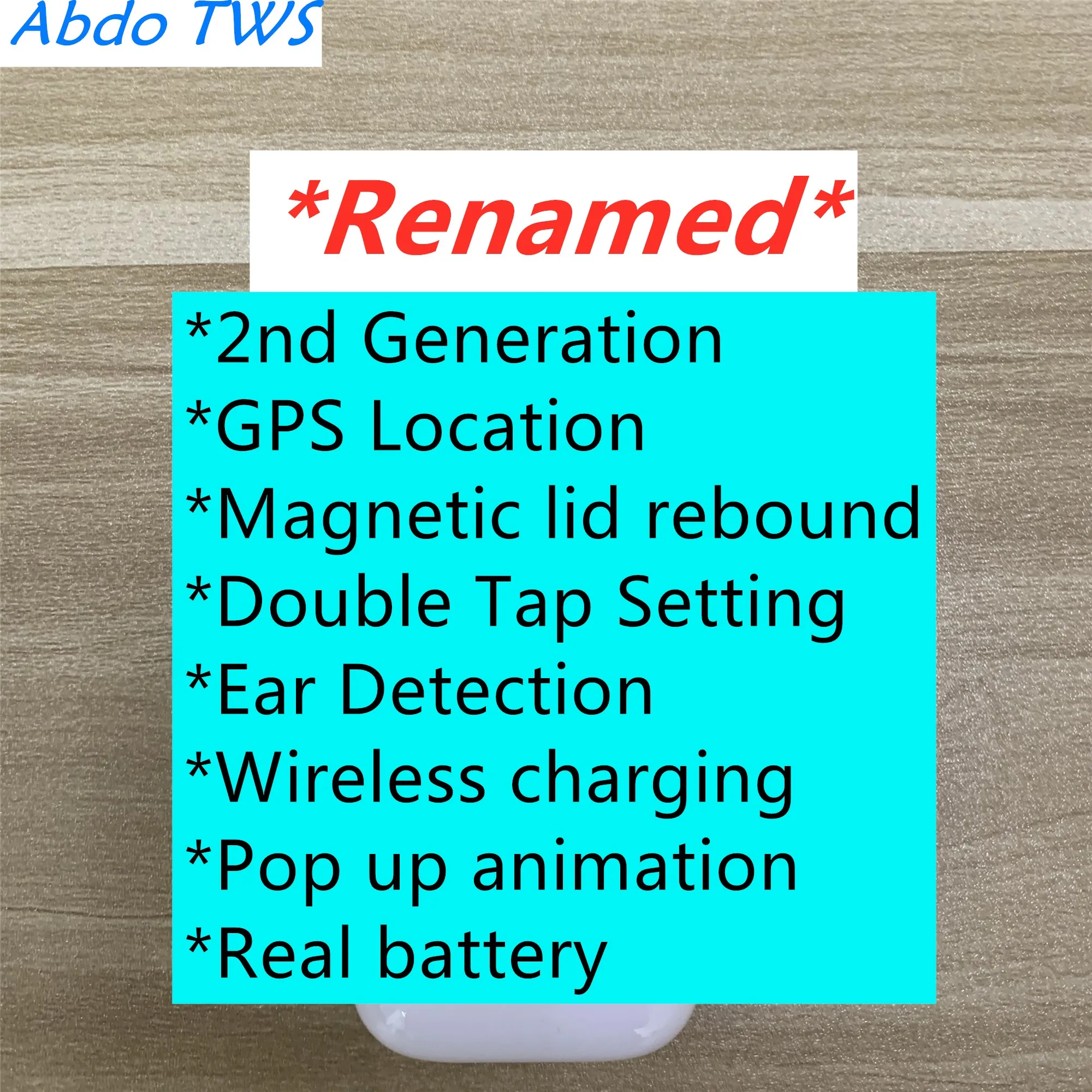 

10 шт./TWS 2-й AP2021 1536u Bluetooth беспроводные наушники, переименованные + Беспроводная зарядка + GPS + обнаружение ушей + настоящий аккумулятор + выдвижн...