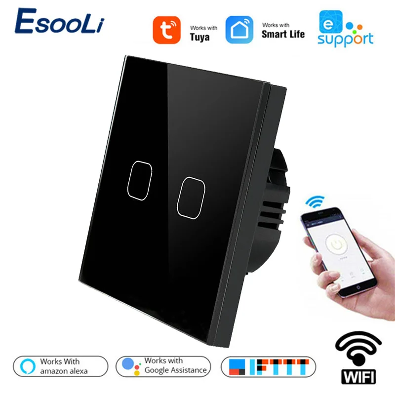 Esooli умный дом Tuya/Smart Life/ewelink 2 банды 1 способ WiFi настенный светильник сенсорный