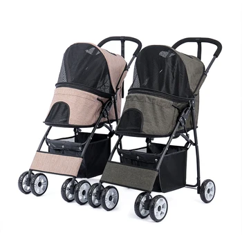 Stable Pet Dog Carrier Stroller for Kitten Buggy Outdoor Puppy Pet Baby Cart 2 Colors Light Foldable Large Space Jogger Stroller 1