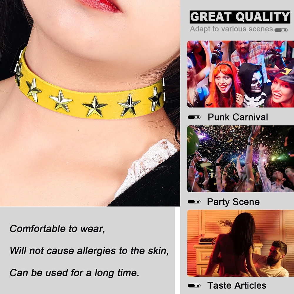 Женское кожаное ожерелье в стиле панк-рок |
