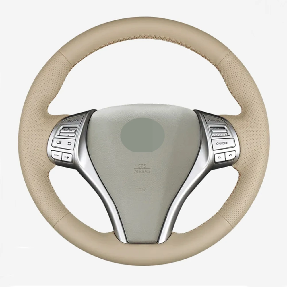 Beige Artificial Leather Car Steering Wheel Cover For Nissan Teana Altima 2013-2018 X-Trail 2014-2017 Qashqai 2014-2017 Rogue
