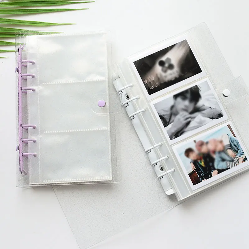 

Photo Holder 3 inches Card Holder Card Bag Sequins Transparent Receipt Storage Business 3 Holes 150 Pockets Photo Album
