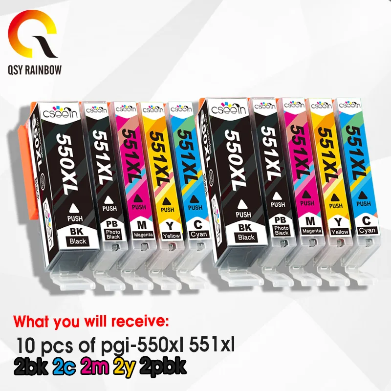 

2 set Compatible 550 551 XL Ink Cartridge Replacement for Canon PGI-550XL PGI550 PGI 550 CLI551 for PIXMA IP7250 MG5450