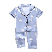 summer kids pajamas set girls boys stitch pajamas giraffe sleepwear 2pcs short sleeve blouse topsnight pants pyjamas set