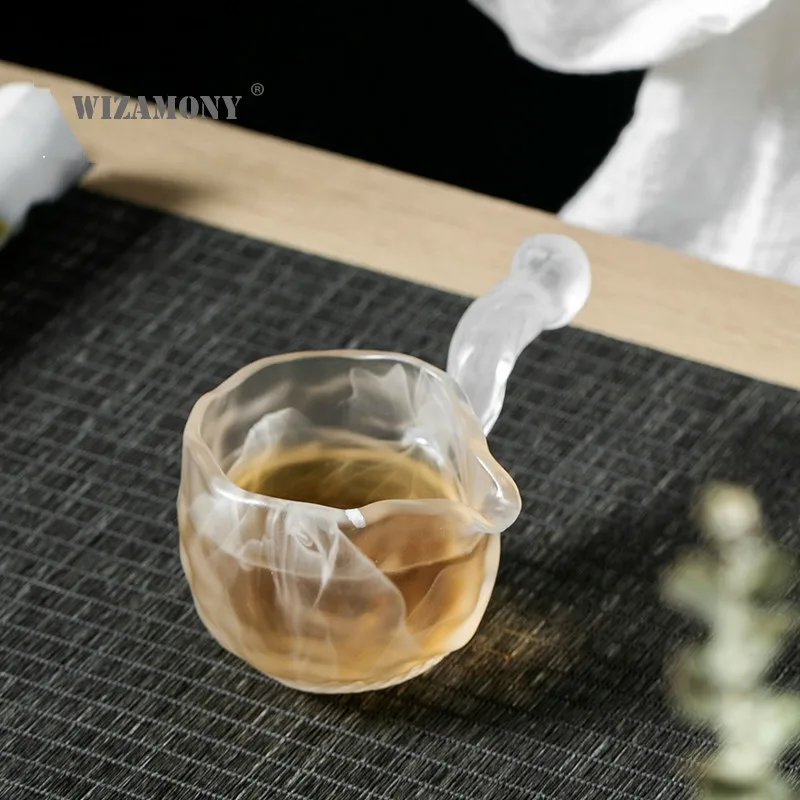 Jarra de vidrio con mango lateral para hombre, jarra de t&eacute; con esmalte de colores, resistente al calor, m&eacute;todo antiguo-0