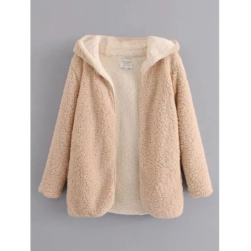 

2021 Winter New Hooded Jacket Lamb Wool Warm Simple And Comfortable Jacket Women Qm*