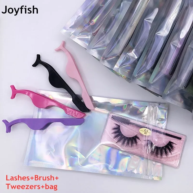

3D Mink Eyelashes Brush Eyelash Tweezers Set Lash Bag Package Color Bases False Eyelashes Various Lashes Styles Lashes Wholesale