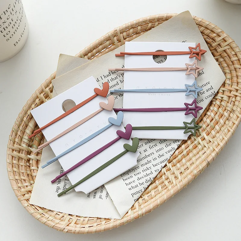 

Cute Hairpin 10pcs/set Sweet Smiley Face Stars Love Pattern Hair Clips For Women Girls Candy Color Barrettes Hair Accessories