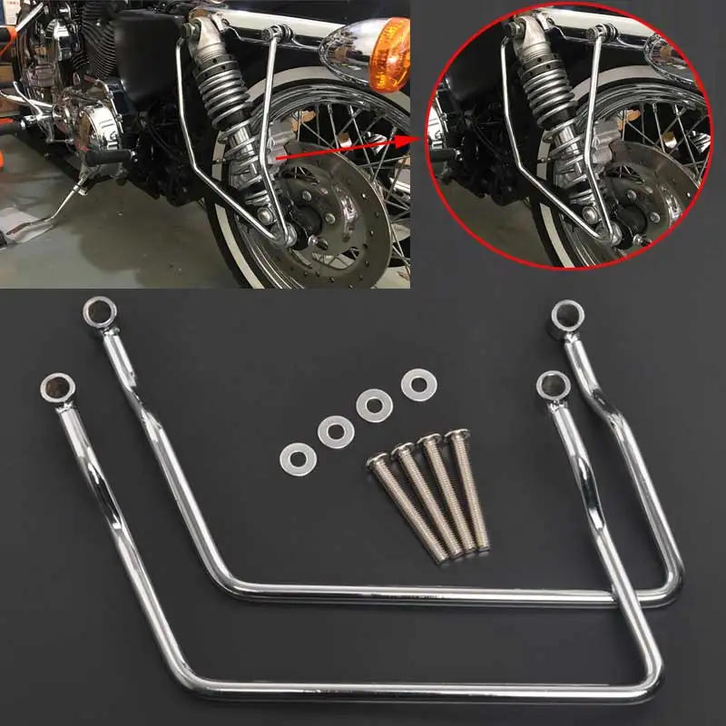 

Motorcycle 16.5cm Chrome Saddle Bag Support Bar Bracket Mount Kit For Honda Shadow ACE VT400 / VT750 1997-2003