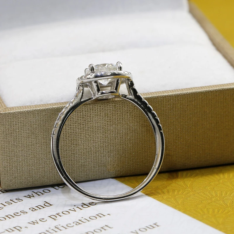 

1ct 2ct Real Silver 925 Jewelry lab Moissanite Diamond Wedding Engagement Rings For Women Party Valentines Ring Gifts