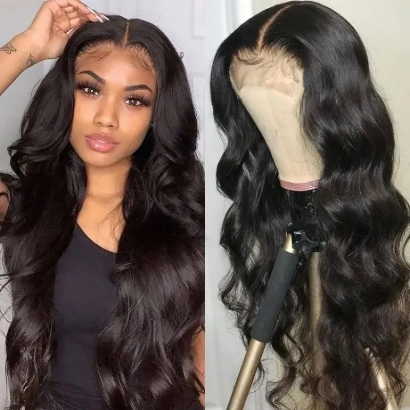 

WIGERA Black Synthetic Body Wave Wig Natural Looking Heat Resistant Long Wavy Wigs for Women