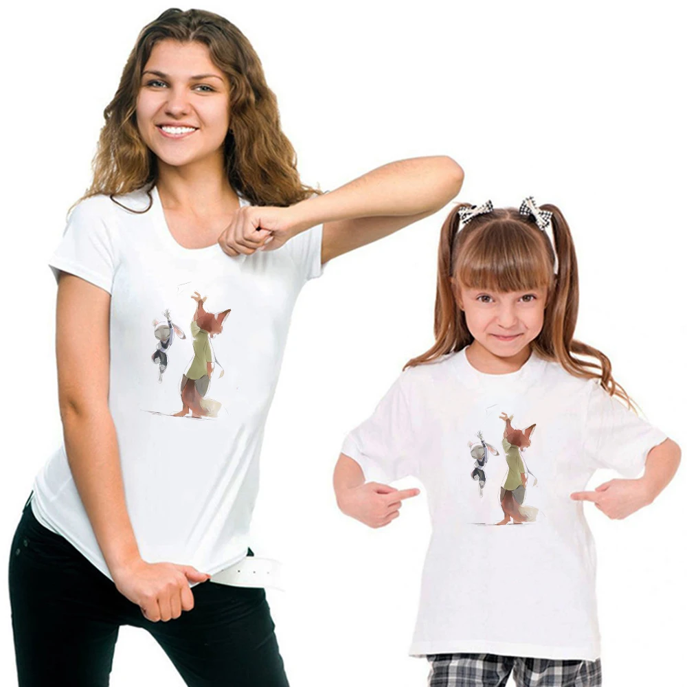Camisetas Harajuku para ni&ntilde;os, Tops de moda, Camiseta con estampado de Zootopia de Disney, camiseta informal, ropa familiar-3