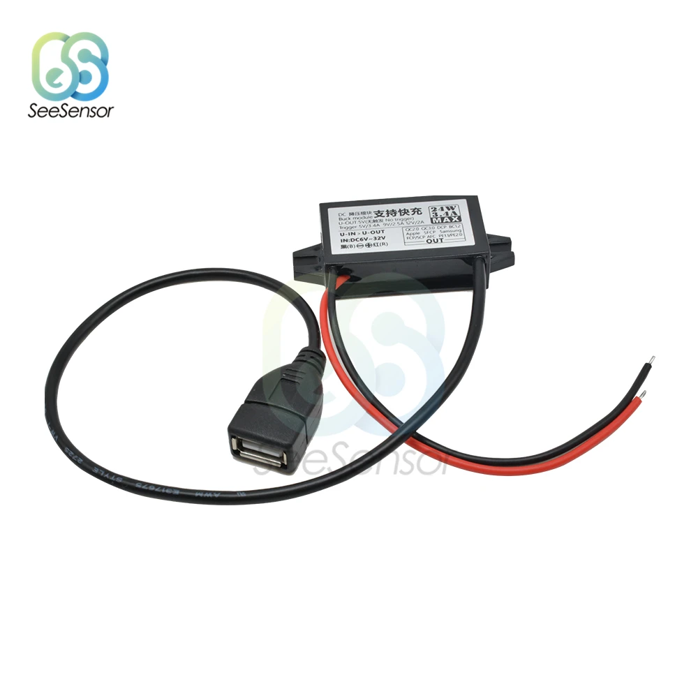 Автомобильный преобразователь питания DC-DC 12 В 24 в 5 3 4 А Вт мини USB QC2.0 0 быстрая