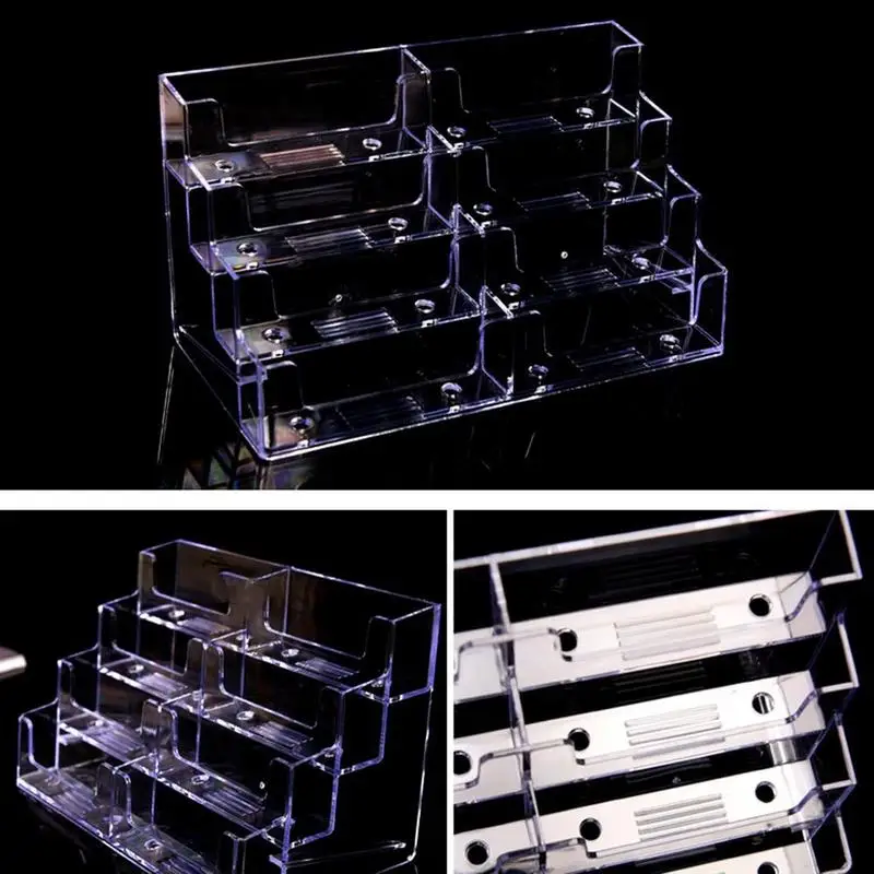 

Portable Display Stand Multilayer Business Card Holder Office Plastic Storage Transparent Dispenser Storage Desktop Shelf B P3J8