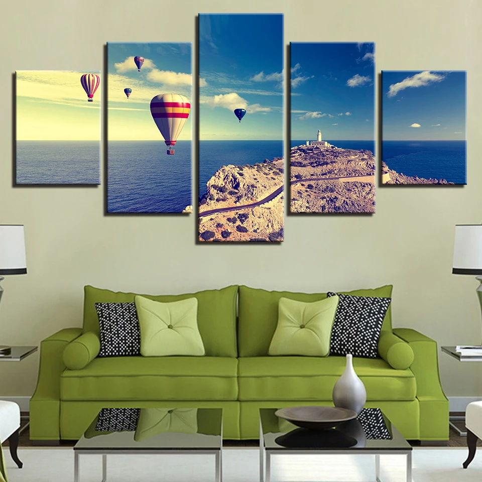 Пейзаж с изображением моря пляжа восход на океане Маяк Тропический 5 шт.