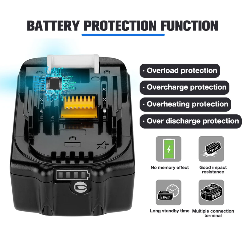 Перезаряжаемые литий-ионные батареи с зарядным устройством BL1860 18В 6000 мАч для Makita 18В аккумулятор 6Ah BL1840 BL1850 BL1830 BL1860B LXT400