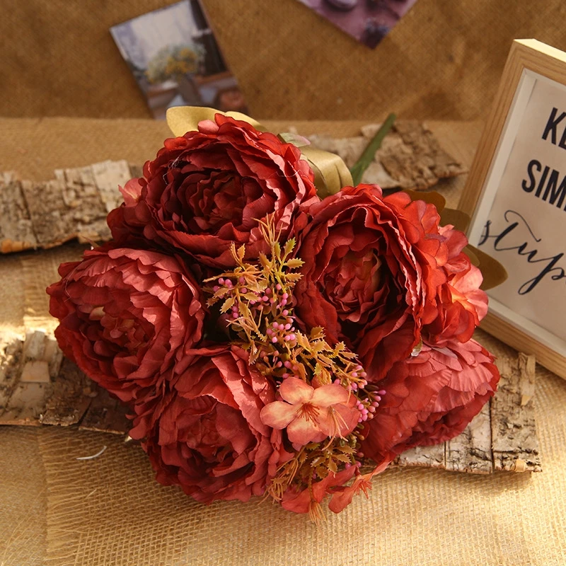 Высококачественный осенний большой пион букет свадебные букеты с
