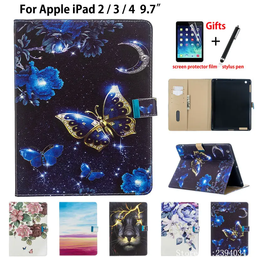 Чехол для Apple ipad 2 3 4 умный чехол планшета Модный книжка с бабочкой + подарок|Чехлы
