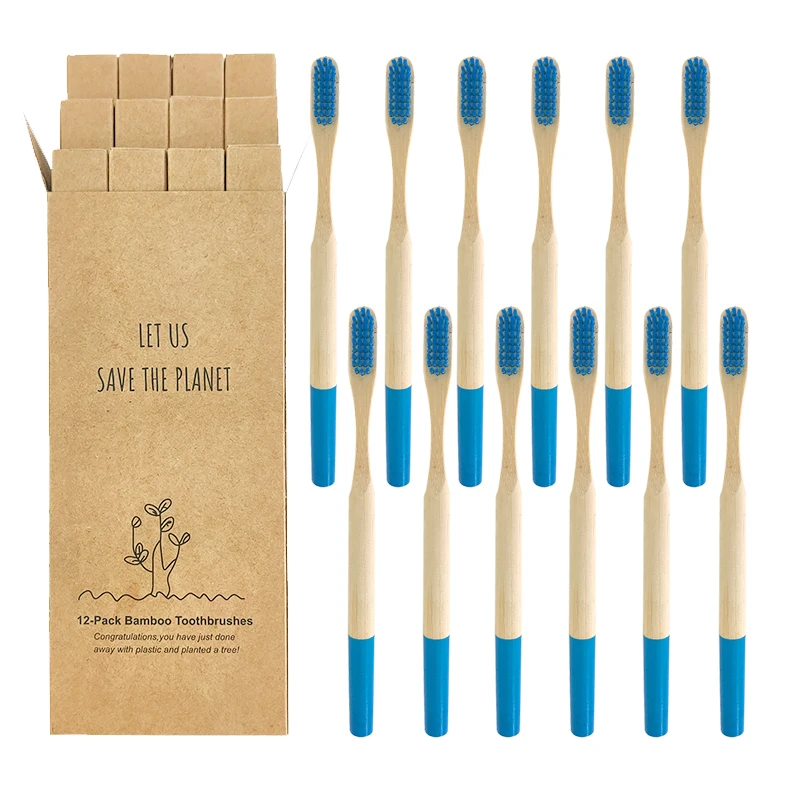 12 шт. в упаковке натуральные биоразлагаемые взрослых зубную щетку из бамбука